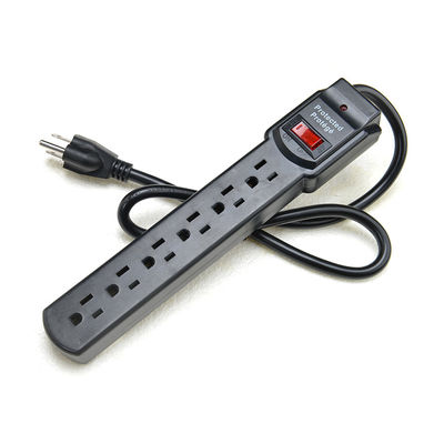 Überspannungsschutz Portable 6 Outlet American Standard ETL Stromstreifen für Haushaltsgeräte in schwarzer Farbe