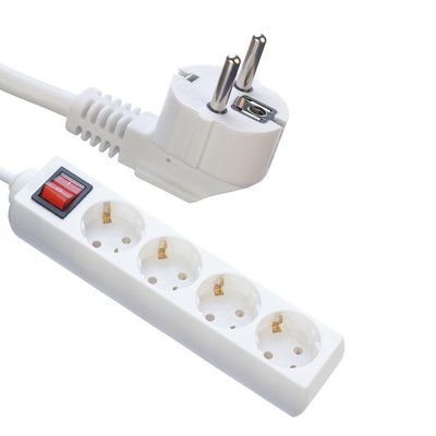 Europäischer Anschluss-Adapter mit 4 Steckdosen, Verlängerungskabel, Multi-Steckdose und Schalter 5m Kabellange