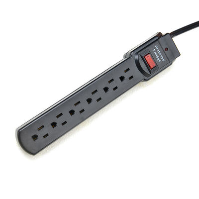 Überspannungsschutz Portable 6 Outlet American Standard ETL Stromstreifen für Haushaltsgeräte in schwarzer Farbe