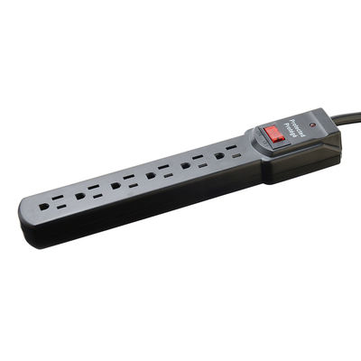 Überspannungsschutz Portable 6 Outlet American Standard ETL Stromstreifen für Haushaltsgeräte in schwarzer Farbe
