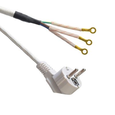 SNI-zertifizierte 16A Stecker geflochten Stromkabelverlängerungen für Laptops Kabelspezifikation H03RT-F 3x0.75-1.5MM2 Weiß