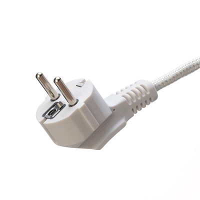 SNI-zertifizierte 16A Stecker geflochten Stromkabelverlängerungen für Laptops Kabelspezifikation H03RT-F 3x0.75-1.5MM2 Weiß