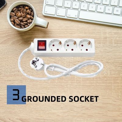 EU-Standard 3-Wege-Erweiterung Stromstreifen mit Schalter 3x1.5mm2 Kabel 1 Meter Anpassen Steckdose Erdung Standard Erdung