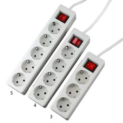 EU-Standard 3-Wege-Erweiterung Stromstreifen mit Schalter 3x1.5mm2 Kabel 1 Meter Anpassen Steckdose Erdung Standard Erdung