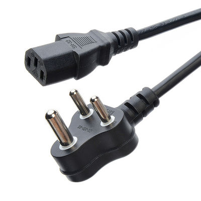 Schwarzes Kabel Südafrika SABS Standard Haushaltsgeräte Stromleitungen Verlängerungsleitungen für Wohn- / Allzweck