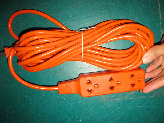 Oxygen Free Bared Stranded Copper Conductor Material Surge Protector Power Strip Orange Euro 2 Round Pin Plug SJT 2/16AWG