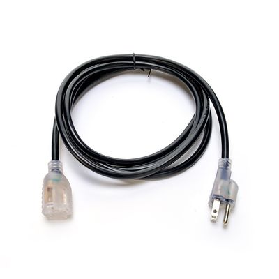 6 ft Nordamerikanische ETL 3 Pin Heavy Duty Outdoor Extension Cord mit beleuchtetem Ende Weibliches Ende Typ NEMA