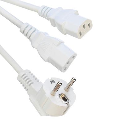 Sauerstofffreie, entblößte, gefesselte Kupfer 2XC13 weiblich, weiß, Y-Typ Splitter Stromkabel 250V/16A Stromverlängerungskabel VDE genehmigt