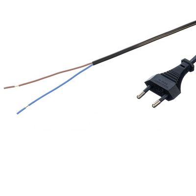 2.5A 2 Stecker Stecker Stromkabel schwarzer elektrischer Ventilator mit Sauerstoff freien Bared Stranded Kupfer halb abgestreift Ende