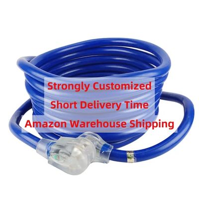 Outdoor Yard Party 125V 15A NEMA 6-50P/R Schwerlast 1/3/5/6/20FT 50M Beleuchtete End Blaue Multi Rv Kabel Erweiterung Stromkabel
