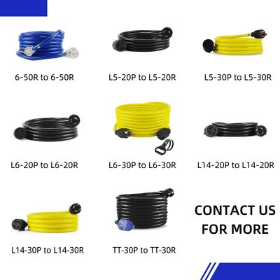 Outdoor Yard Party 125V 15A NEMA 6-50P/R Schwerlast 1/3/5/6/20FT 50M Beleuchtete End Blaue Multi Rv Kabel Erweiterung Stromkabel