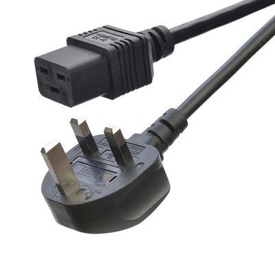 Handelsüblicher Wechselstromanschluss IEC60320 C19 Stecker 3-Pin-Leitung Blei-Streifen Draht Stromkabel UK BS Standard 3-Ping-Versorgung IEC Kabel