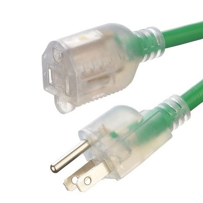 US-amerikanisches AC-Stromverlängerungskabel 3pin US-amerikanische Verlängerungssteckdose 120V 60Hz Grüne Gartenlänge 6FT/8FT/10FT/12FT/25FT