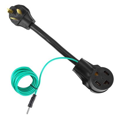 1 Steckdosen 1FT NEMA 10-30P bis 14-30R Trockneradapter 30A 250V SJTW 10AWG 3C 3- bis 4-Stich Trockner Steckadapter mit grünem Erddraht