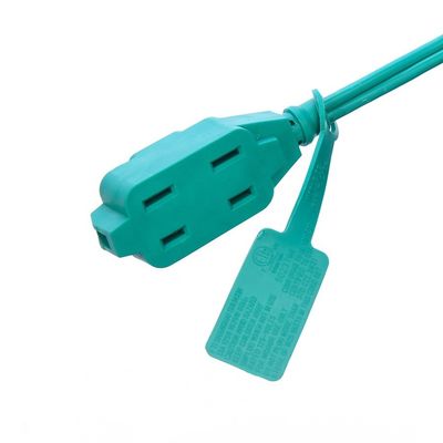 3 Steckdose-Verlängerungsseile mit grünem PVC-Jackettmaterial SPT-2 14/2 AWG 6FT/12FT 2 Stange Stromstreifen und Sicherheitskappe Abdeckung