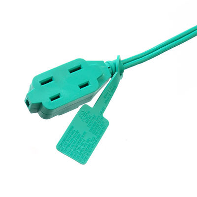 3 Steckdose-Verlängerungsseile mit grünem PVC-Jackettmaterial SPT-2 14/2 AWG 6FT/12FT 2 Stange Stromstreifen und Sicherheitskappe Abdeckung