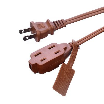 ETL 3 Steckdose Braun Mehrfachsteckdose SPT-2 14 Gauge 6FT 12FT 2 Prong Extension Cord Stromstreifen mit Sicherheitskappe Abdeckung