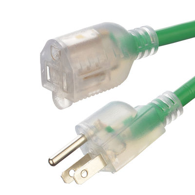 3X8/10/12/14/16AWG Nennspannung 125V NEMA Weibliche Licht End ETL zertifizierte amerikanische 3-Kern-Verlängerungsseile Außen Kupfer-Stromkabel